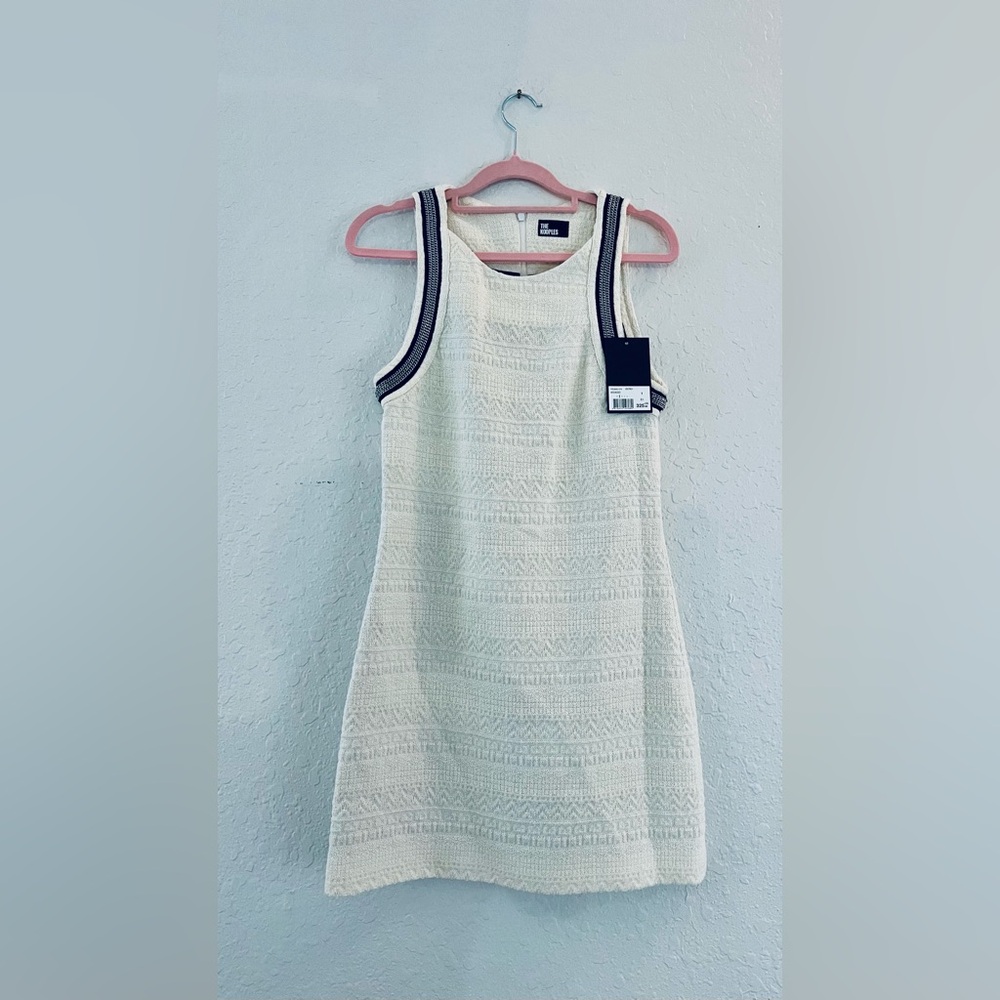 The Kooples White Ribbed Tank Dress with Black Trim - Picture 7 of 8